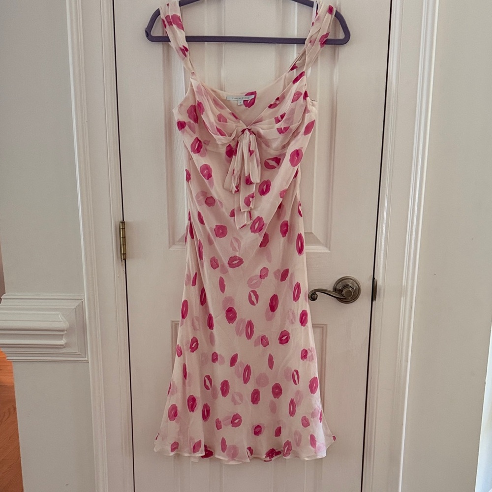 Sheer Pink Kiss-Print Slip Dress - Fiori di Zucca